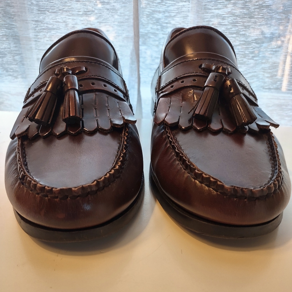 French Shriner Burgundy Tassel Loafers Men's 9W - Picture 4 of 8